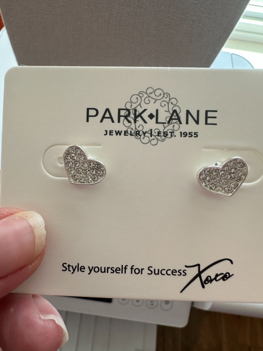 Park Lane Jewelry Dainty earrings NWT Silver heart-shaped with mini crystals